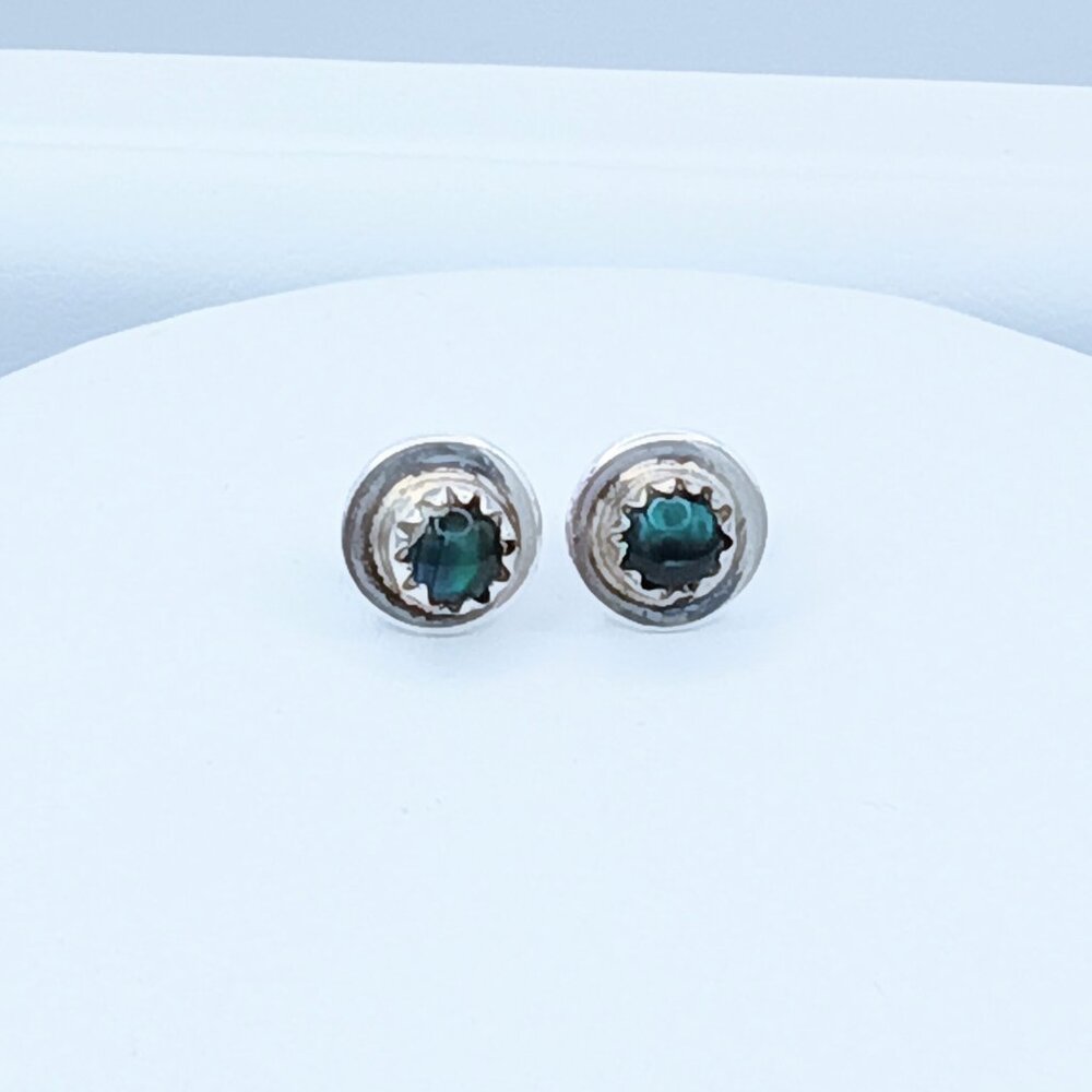 Vintage 925 Sterling Silver NAVAJO Abalone Stud Post Earrings